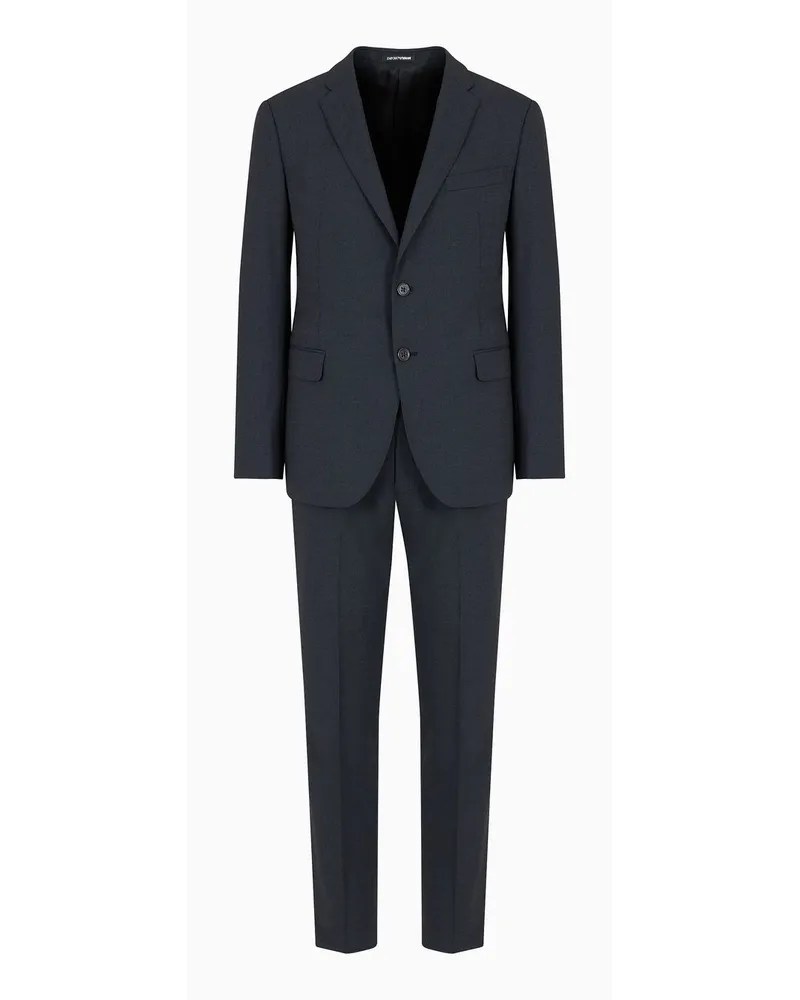 Emporio Armani Einreihiger Anzug In Slim Fit aus Bi-stretch-schurwollgewebe Grau