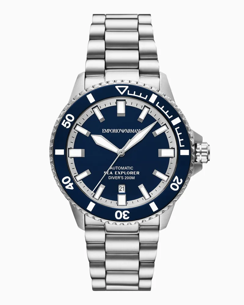 Emporio Armani Sea Explorer Automatikuhr aus Edelstahl Mehrfarbig