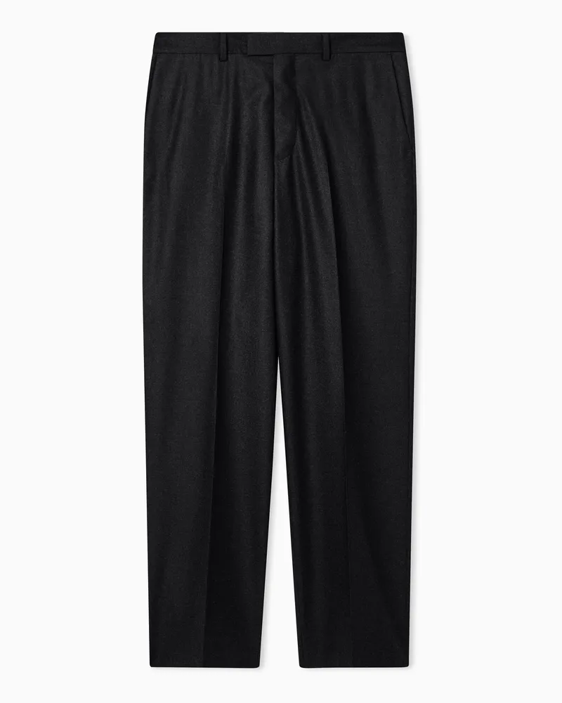 Emporio Armani Icon Flanell-Hose aus reiner Schurwolle Grau