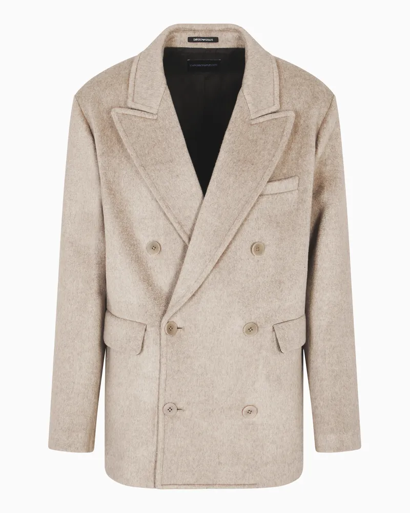 Emporio Armani Doppelreihiger Caban aus Schurwoll-Stoff Beige