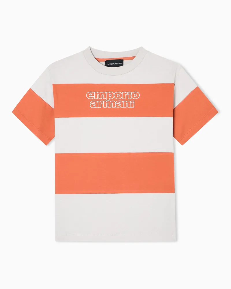 Emporio Armani ASV Oversize-T-Shirt aus schwerem Jersey mit Streifen-Muster Orange