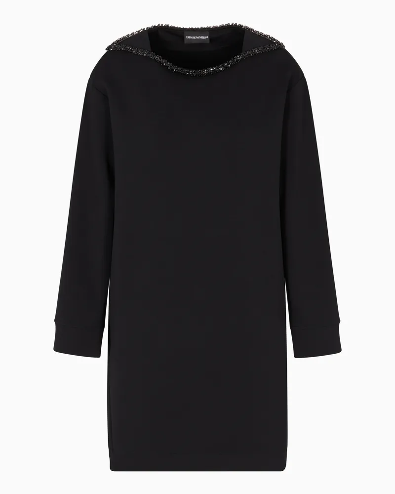 Emporio Armani ASV Kleid aus doppellagigem Jersey mit Strassdetail Schwarz