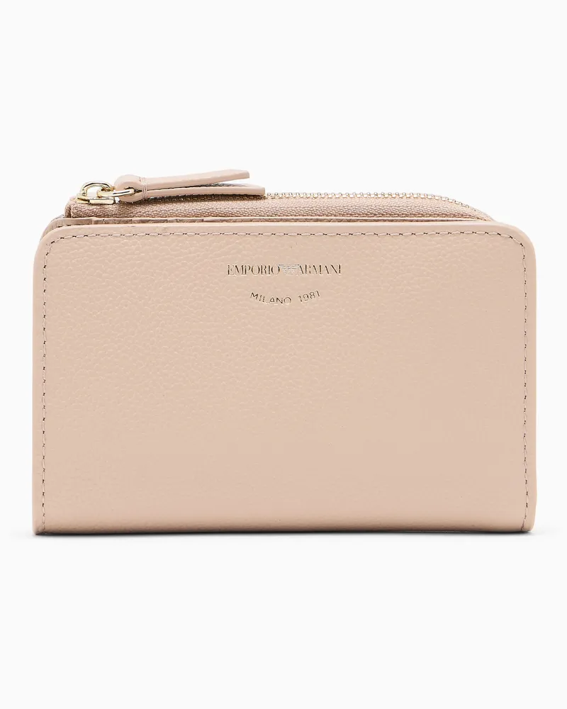 Emporio Armani Bifold-Portemonnaie aus Leder mit Hirschprint Beige