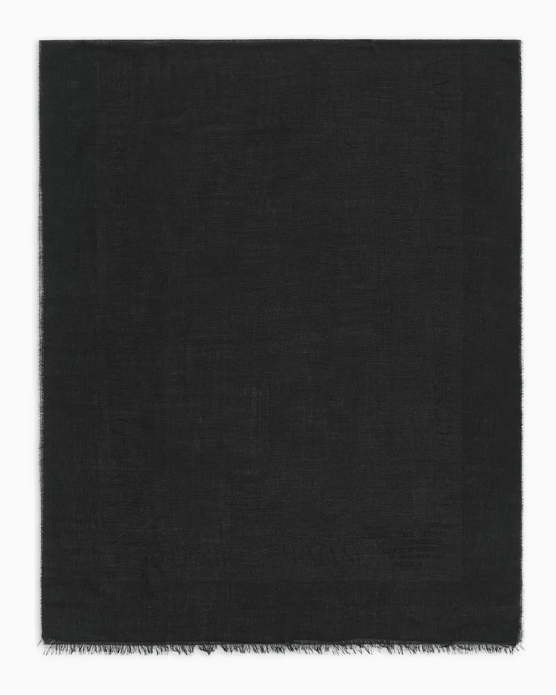 Emporio Armani Schal aus leichter Modal-Schurwoll-Mischung Schwarz