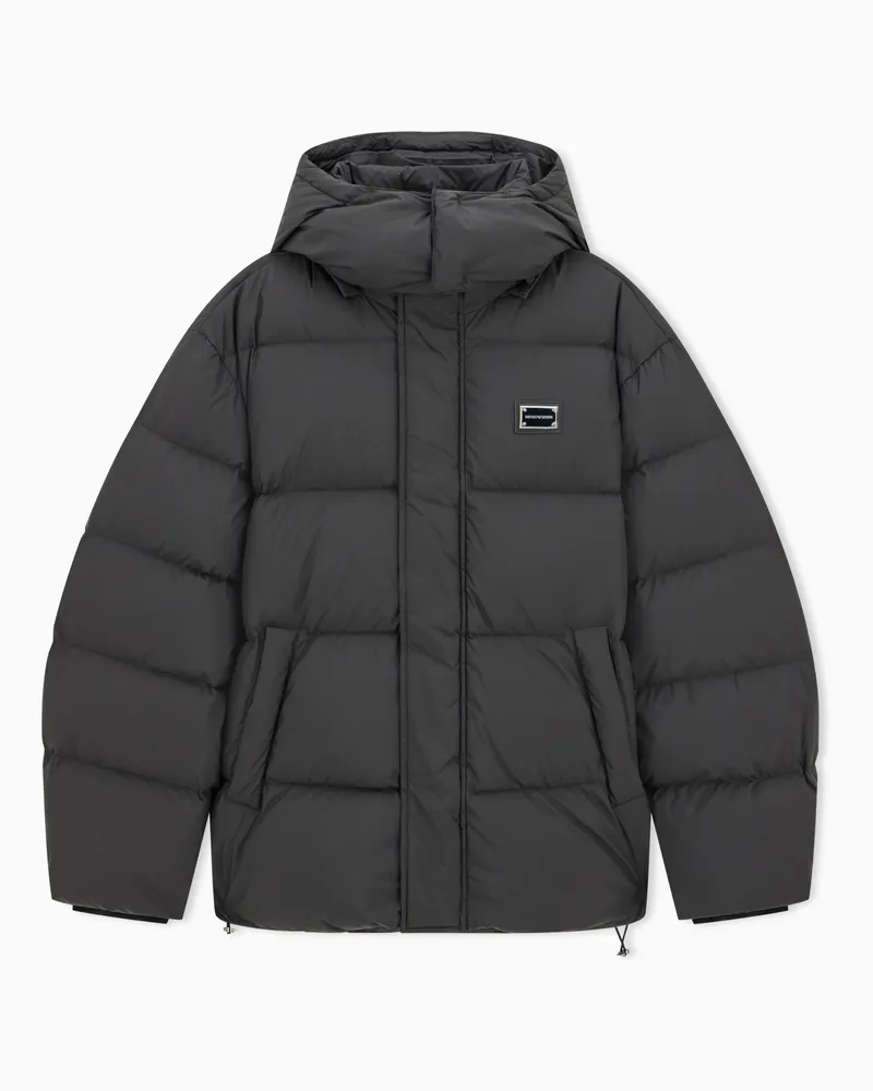Emporio Armani Wattierte Jacke im Regular Fit aus ultrafeinem Ripstop Schwarz