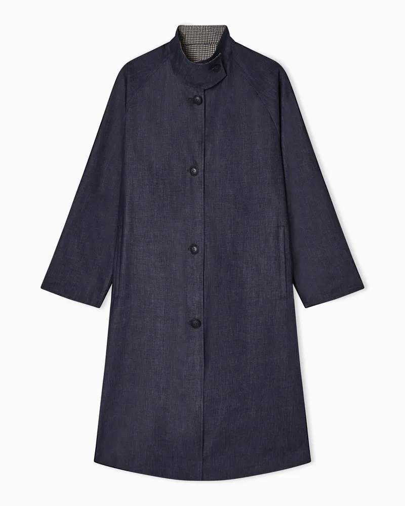 Emporio Armani Reversible Denim Trench Coat Eagle Club Blau