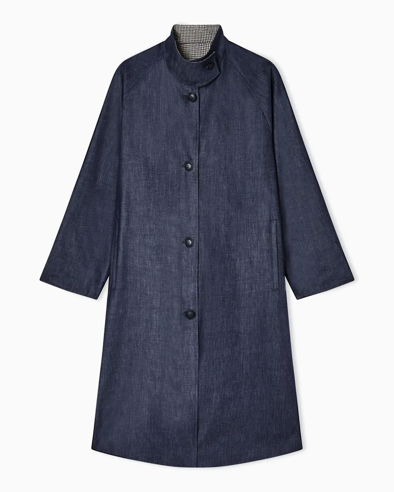 Emporio Armani Eagle Club Wendbarer Trenchcoat aus Denim Blau