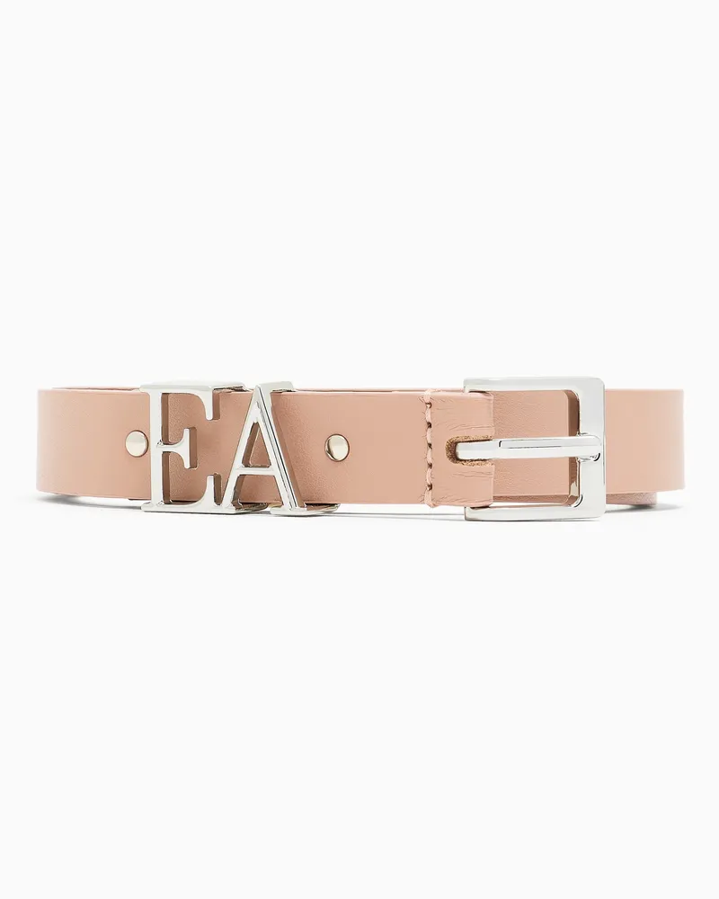 Emporio Armani Gürtel aus Leder mit EA-Relieflogo auf der Schließe Beige