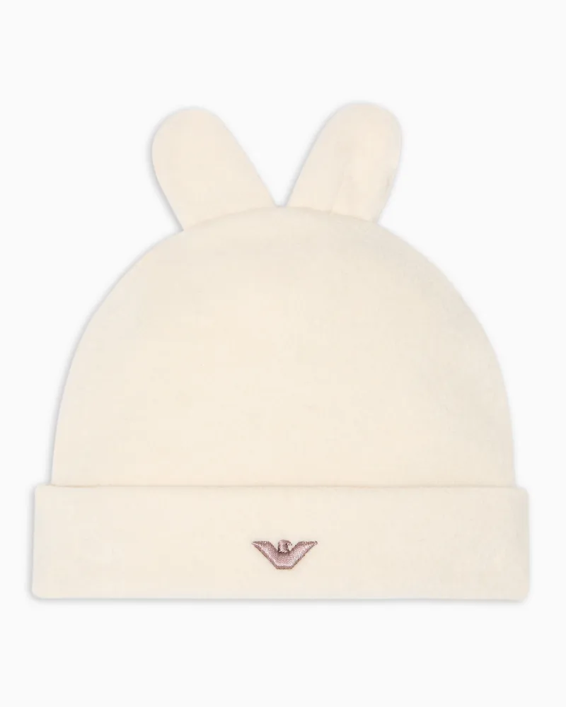 Emporio Armani Weiche Mütze mit Ohrenklappen, gefertigt aus Soft-Bear-Stoff Beige