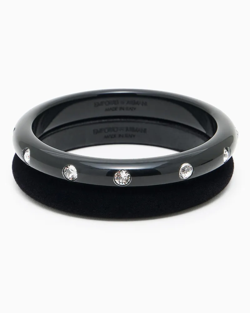 Emporio Armani Set aus 2 Armreifen mit Swarovski-Strasssteinen Schwarz
