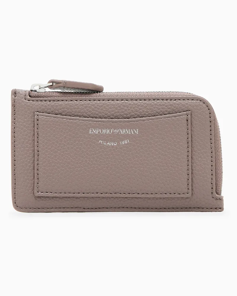 Emporio Armani Kartenetui MyEA mit Rundum-Reißverschluss und Hirsch-Print Beige