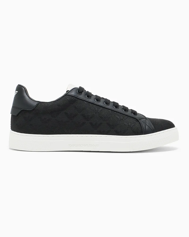 Emporio Armani Sneaker aus Nylon-Jacquard mit Allover-Adler Schwarz