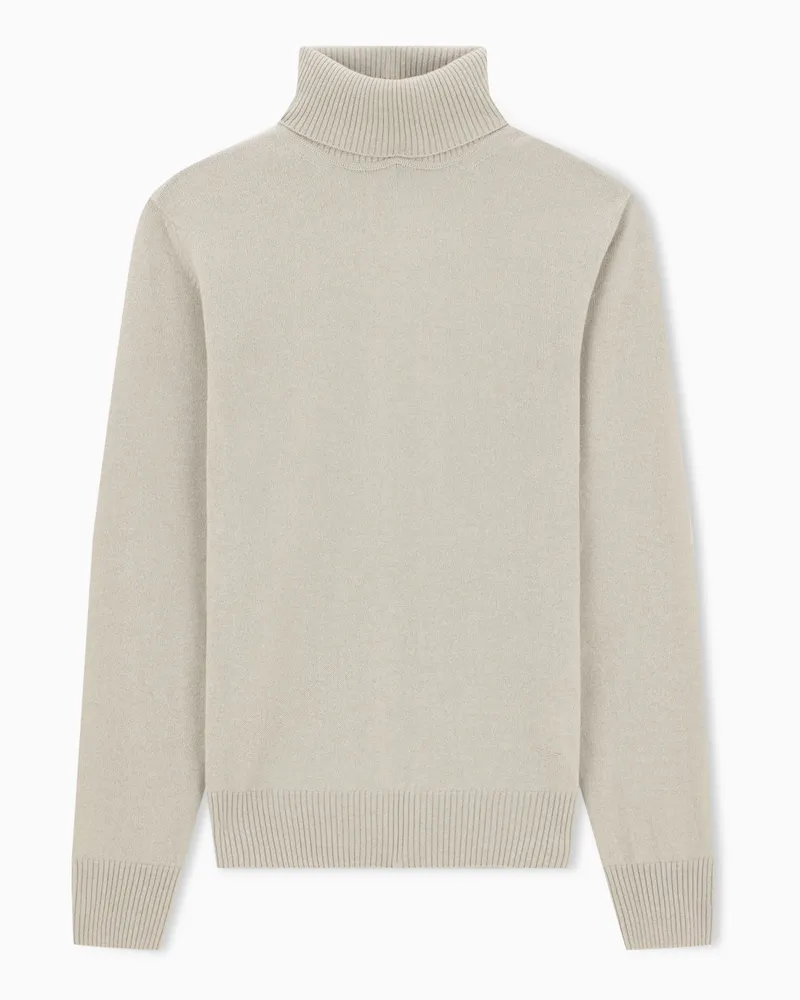 Emporio Armani Rollkragenpullover aus reinem Kaschmir in Glattstrick Beige