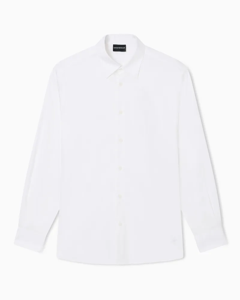 Emporio Armani Hemd aus Stretch-Pima-Baumwolle Weiß