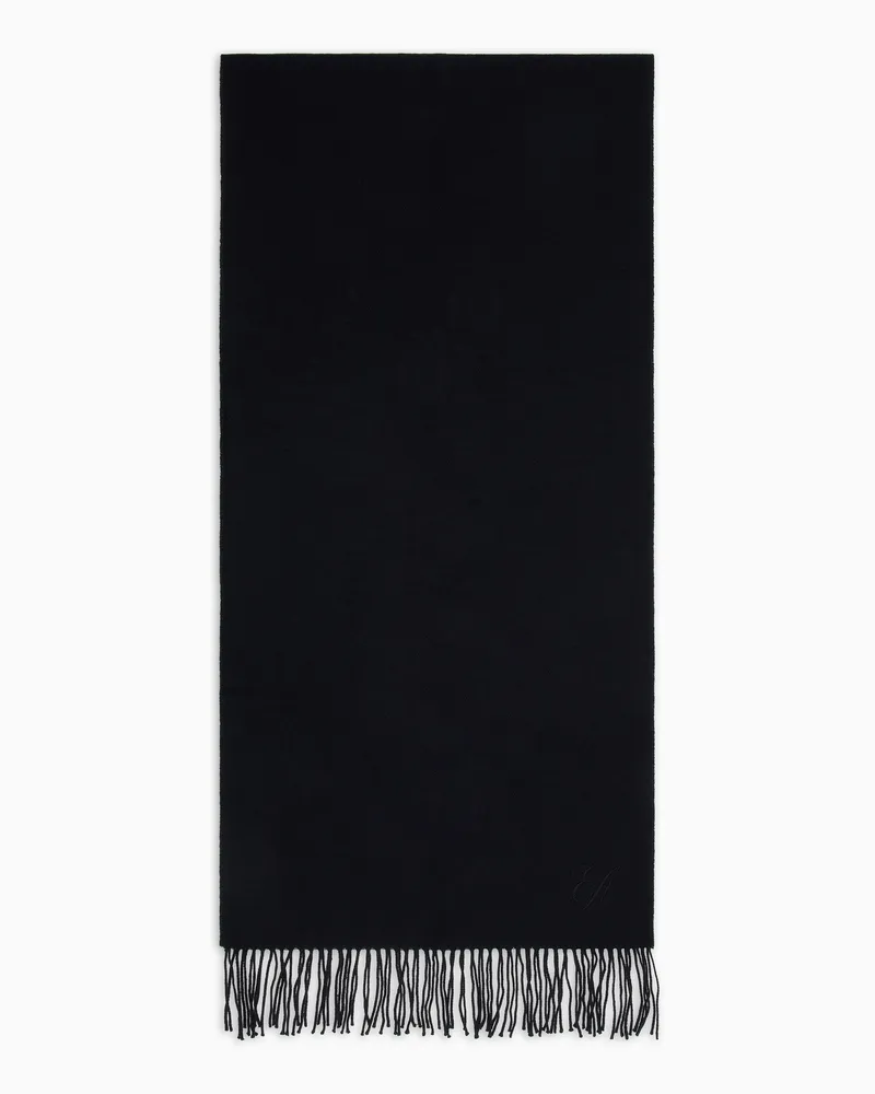 Emporio Armani Stola aus Wolle mit charakteristischem EA-Logo-Schriftzug Schwarz