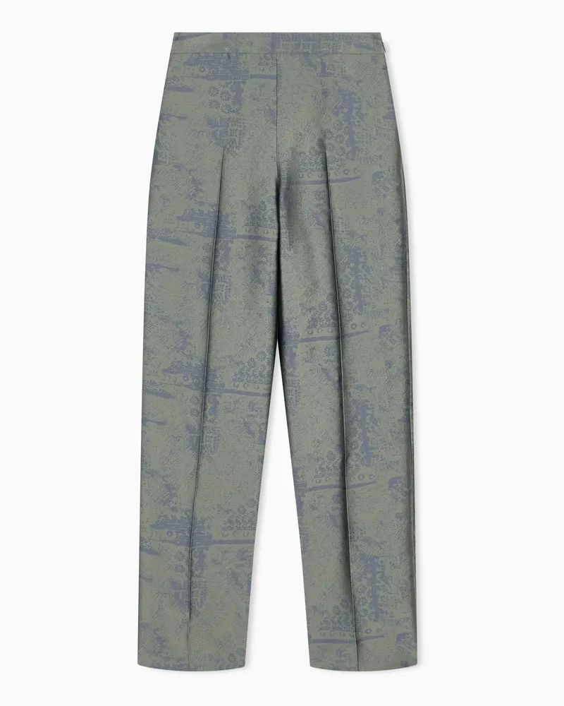 Emporio Armani Ungefütterte Hose aus Jacquard mit Landschaftsmuster Grün