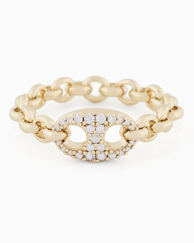 Emporio Armani Ring mit zentralem Punkt aus goldfarbenem Messing Mehrfarbig