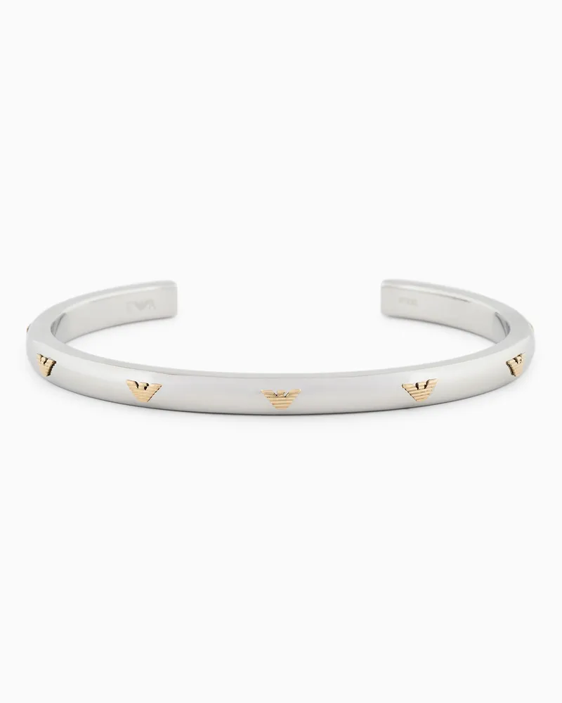 Emporio Armani Zweifarbiges Manschetten-Armband aus Edelstahl Mehrfarbig