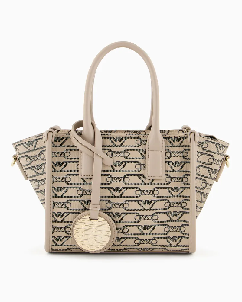 Emporio Armani Kleiner Shopper mit Allover-Monogramm-Print Beige