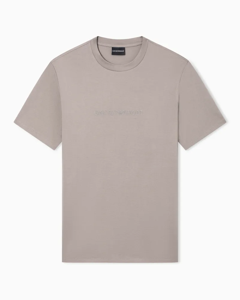 Emporio Armani T-Shirt aus Pima-Jersey mit Logo-Print Grau