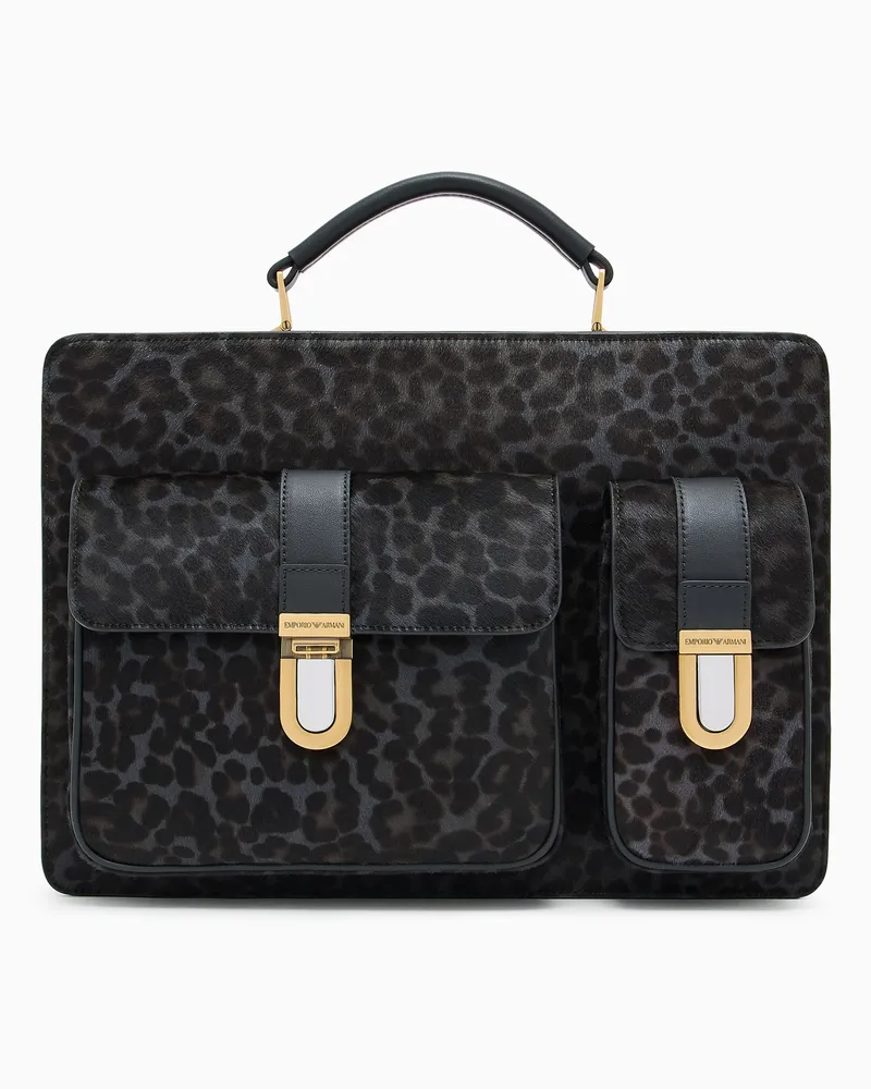 Emporio Armani Businesstasche aus geflecktem Ponyfell Gemustert
