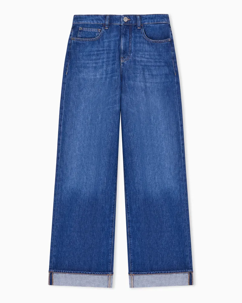 Emporio Armani Relaxed-Fit-Jeans J8B aus Denim-Lyocell-Mischung in Used-Optik Blau