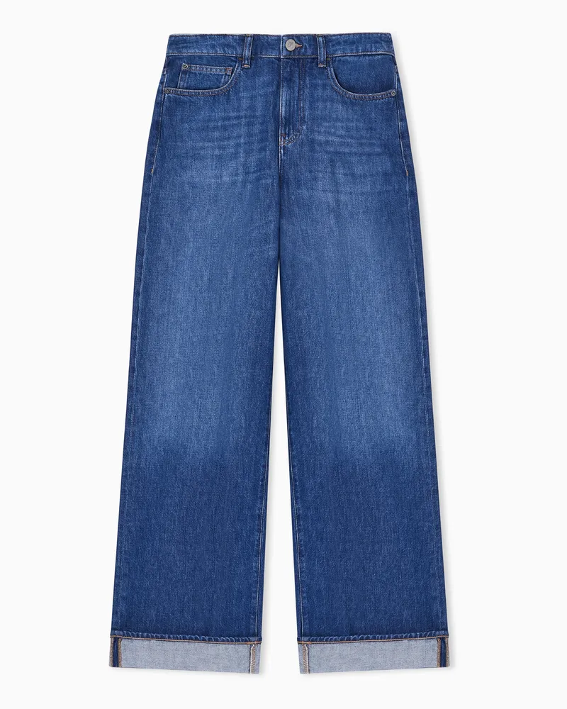 Emporio Armani Relaxed-Fit-Jeans J8B aus Denim-Lyocell-Mischung in Used-Optik Blau