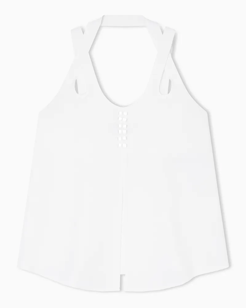 Emporio Armani ASV Top aus fließendem Jacquard-Stoff mit Mikro-Leopardenmuster Weiß