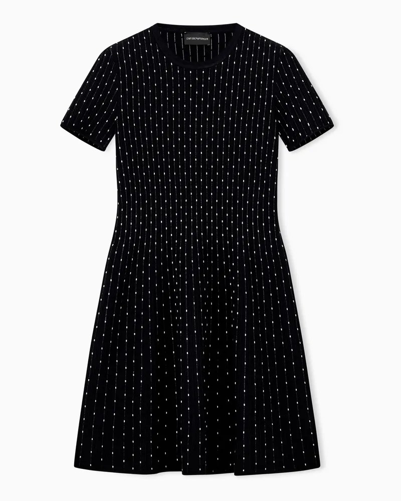 Emporio Armani Strickkleid Regularer Schnitt mit gestreiftem Jacquardmuster Schwarz