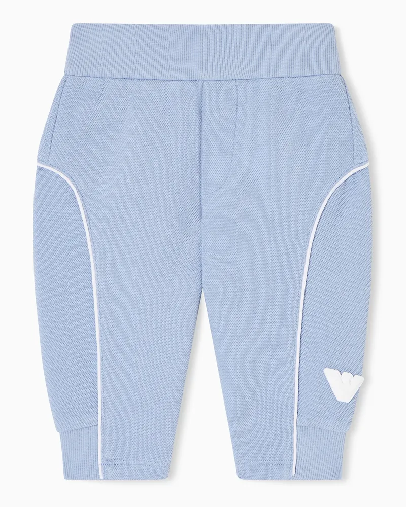 Emporio Armani Jogginghose aus Double-Jersey-Pikee mit Logo und Paspeln Hellblau