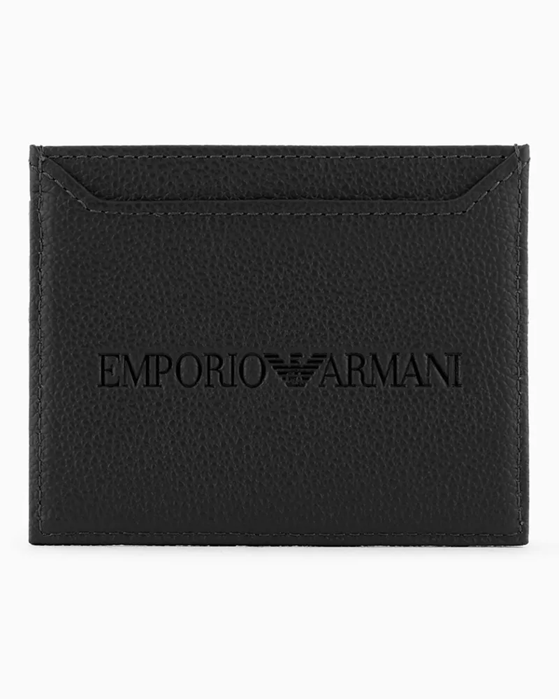 Emporio Armani Kartenetui aus getrommeltem Leder Schwarz