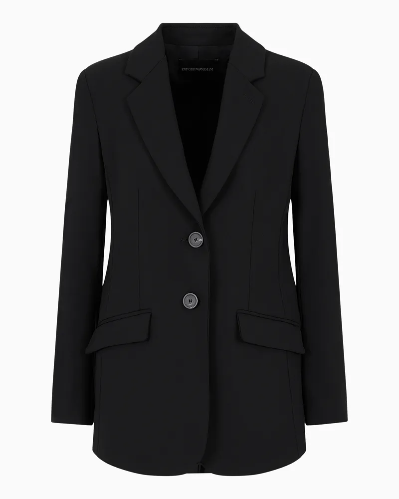 Emporio Armani Jacke mit Revers aus Poudre-Wolle Schwarz