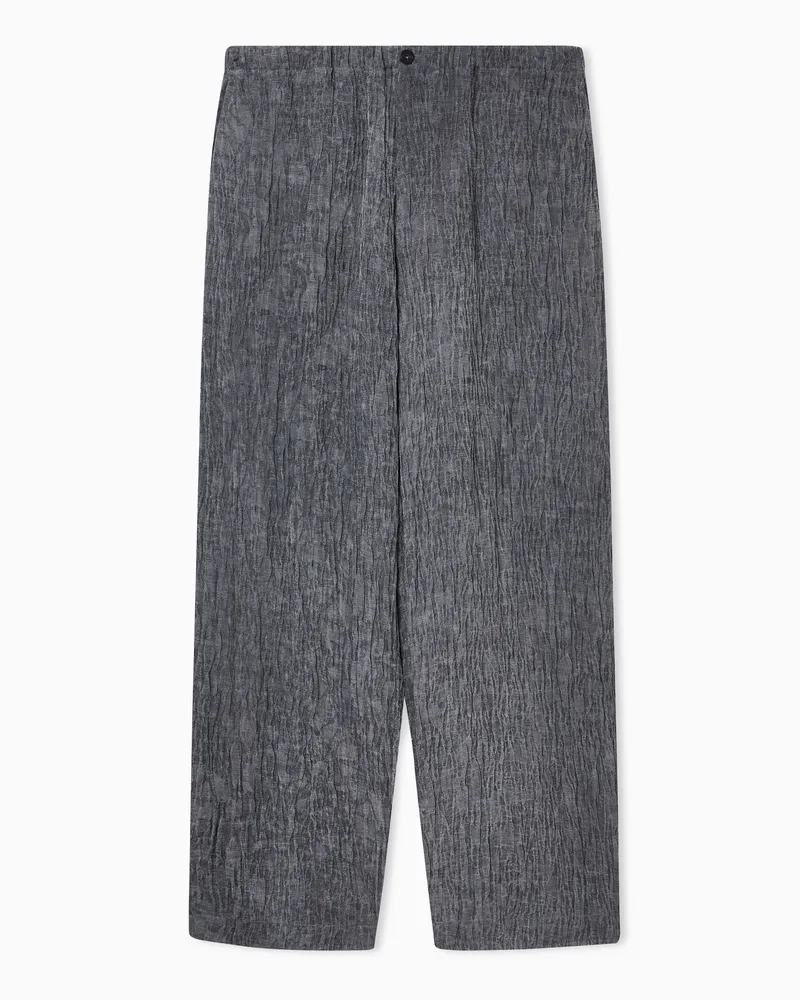 Emporio Armani Hose aus Jacquard-Leinenmischung in Rindenoptik, kaltgefärbt Grau