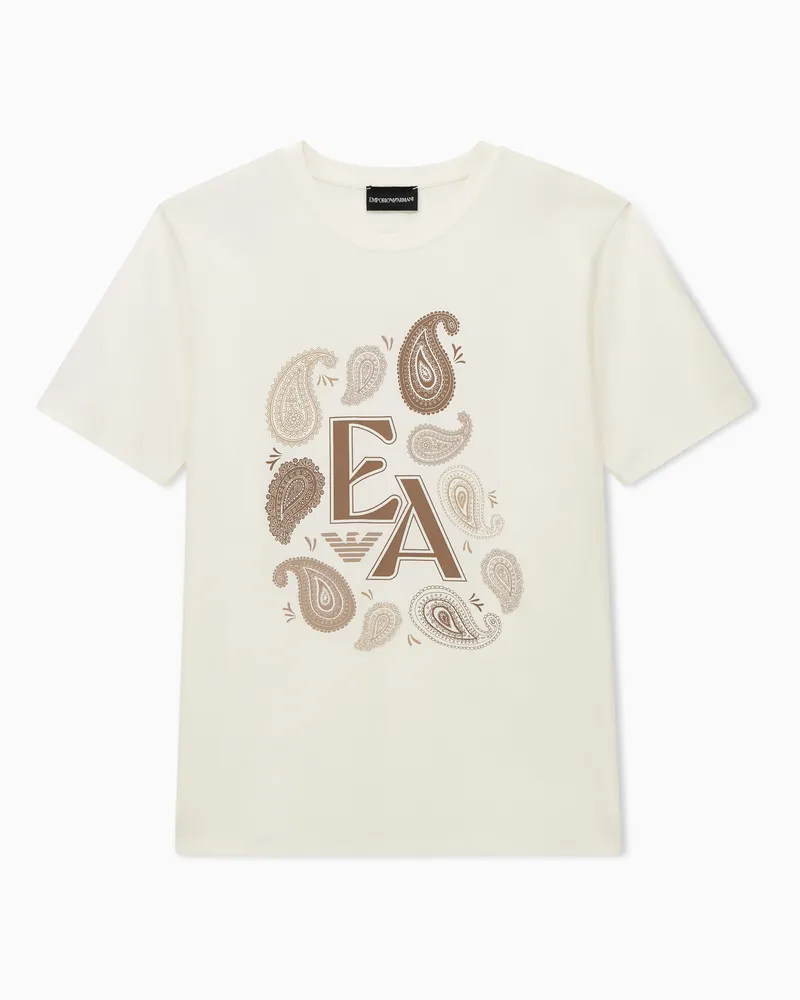 Emporio Armani T-Shirt Capsule Boteh im Regular Fit aus Baumwolljersey Beige