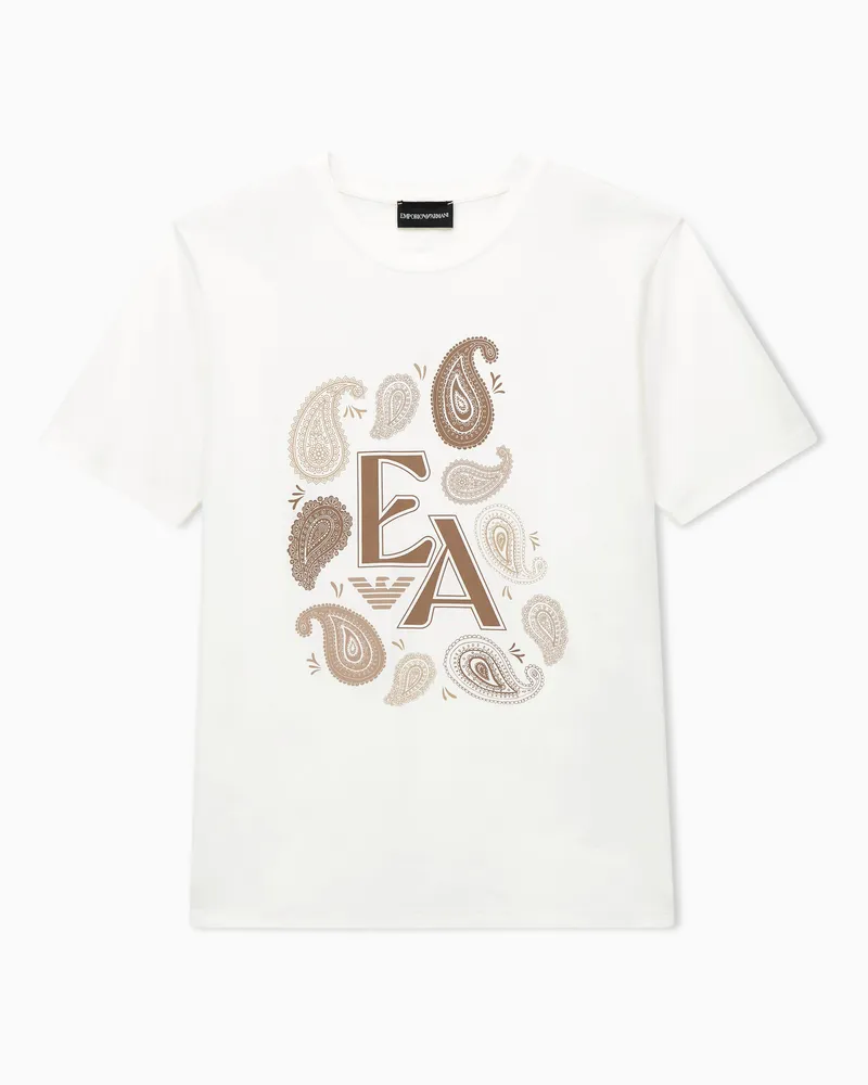 Emporio Armani T-Shirt Capsule Boteh im Regular Fit aus Baumwolljersey Beige
