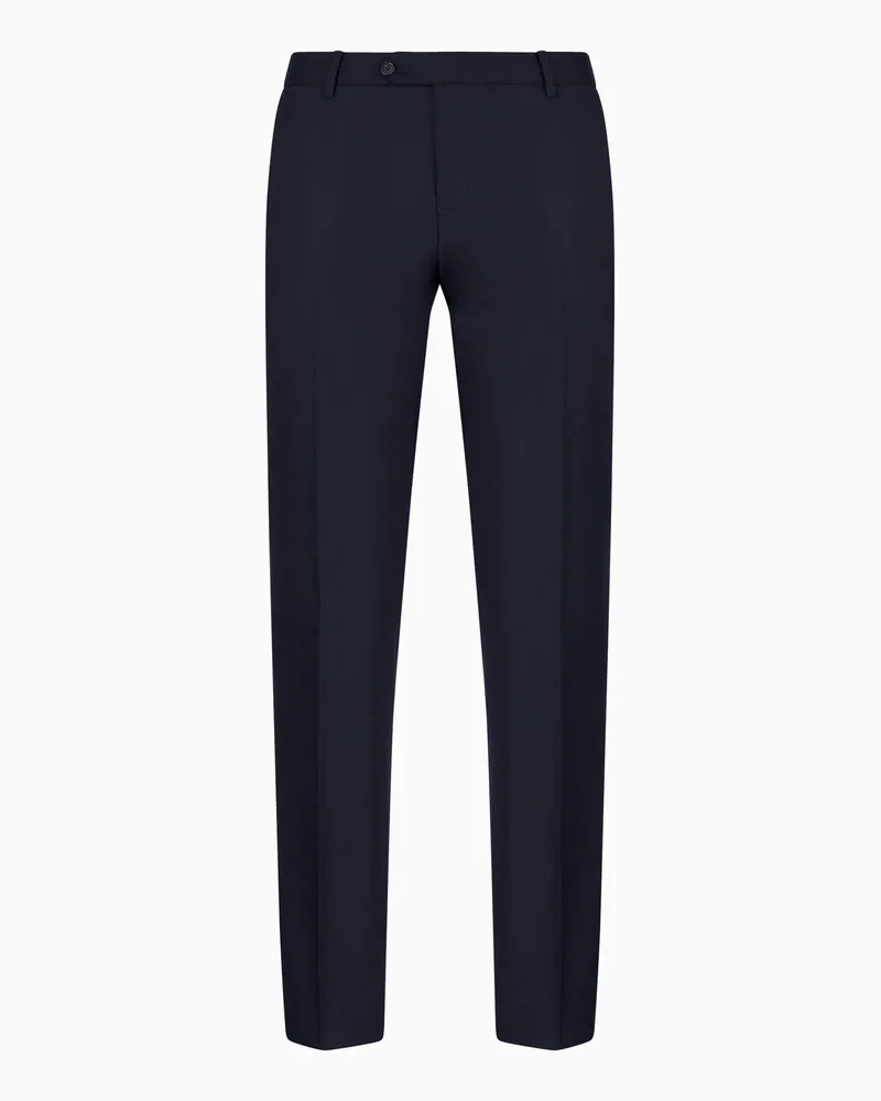 Emporio Armani Bundfaltenhose aus gekämmter Schurwolle Marineblau