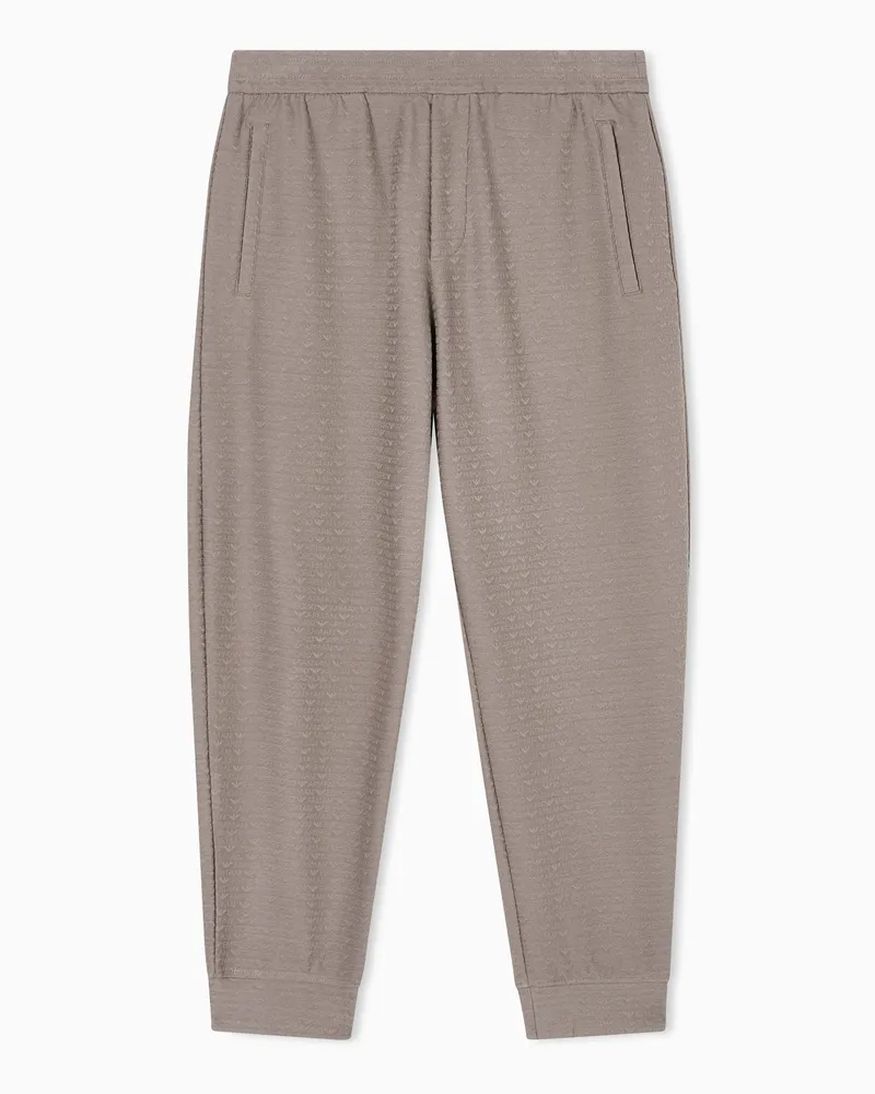 Emporio Armani Jogginghose aus Interlock-Jersey aus einer Lyocell-Mischung mit Jacquard-Schriftzug Grau