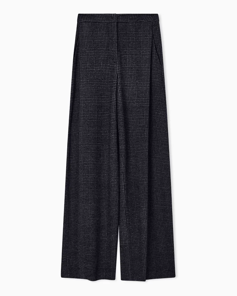 Emporio Armani ASV Icon Jersey-Hose mit Abnähern und Prince-of-Wales-Muster Blau