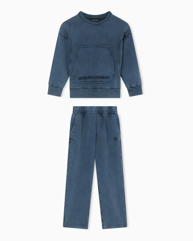 Emporio Armani Oversize-Trainingsanzug aus stückgefärbtem Jersey Blau