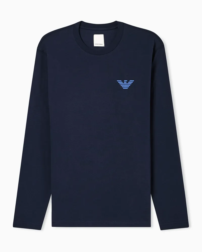Emporio Armani Jersey-Pullover mit einem Print der New York Sonderkollektion Marineblau
