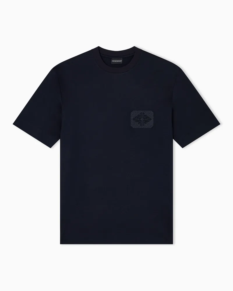 Emporio Armani ASV T-Shirt aus Lyocell mit geprägtem Adlerlogo Marineblau