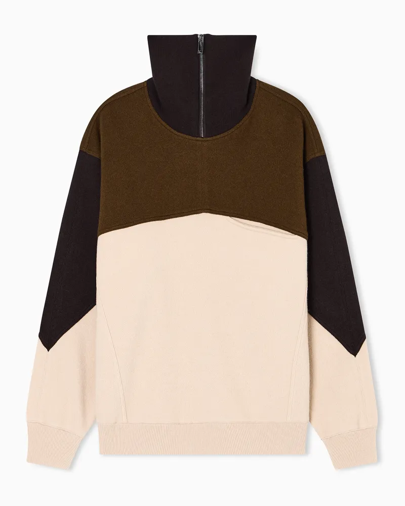 Emporio Armani Pullover mit Stehkragen aus Woll-Jacquard mit Colorblock-Effekt 