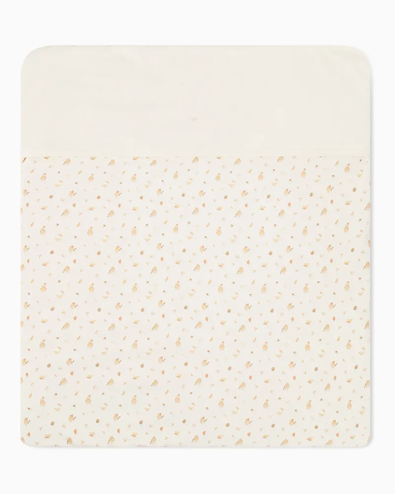 Emporio Armani Babydecke aus Baumwolljersey mit feinem Allover-Print Weiß
