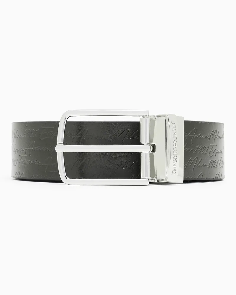 Emporio Armani Wendegürtel aus Leder mit Logo-Schriftzug Schwarz