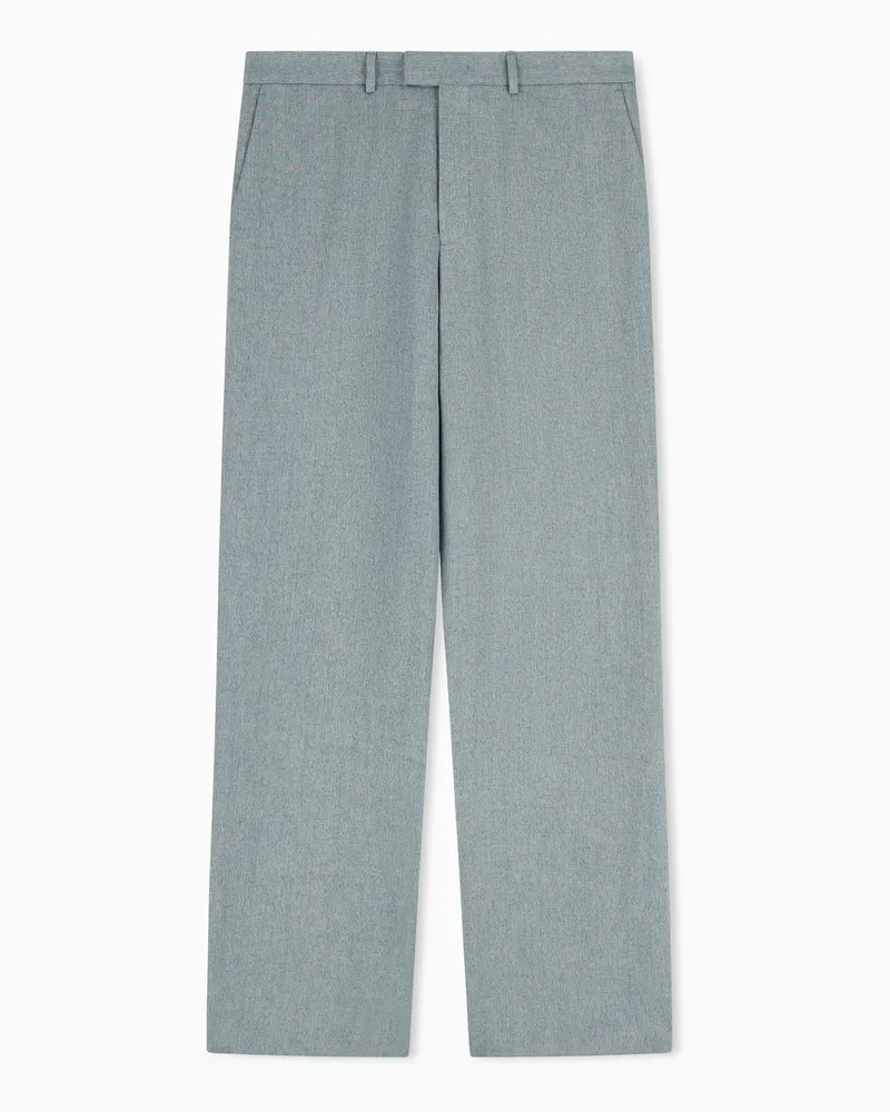 Emporio Armani Icon Hose aus strukturiertem Mouliné-Leinensatin Hellblau