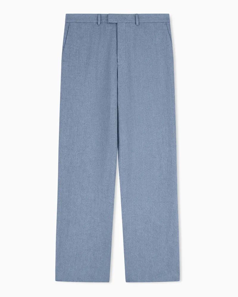 Emporio Armani Icon Hose aus strukturiertem Mouliné-Leinensatin Hellblau