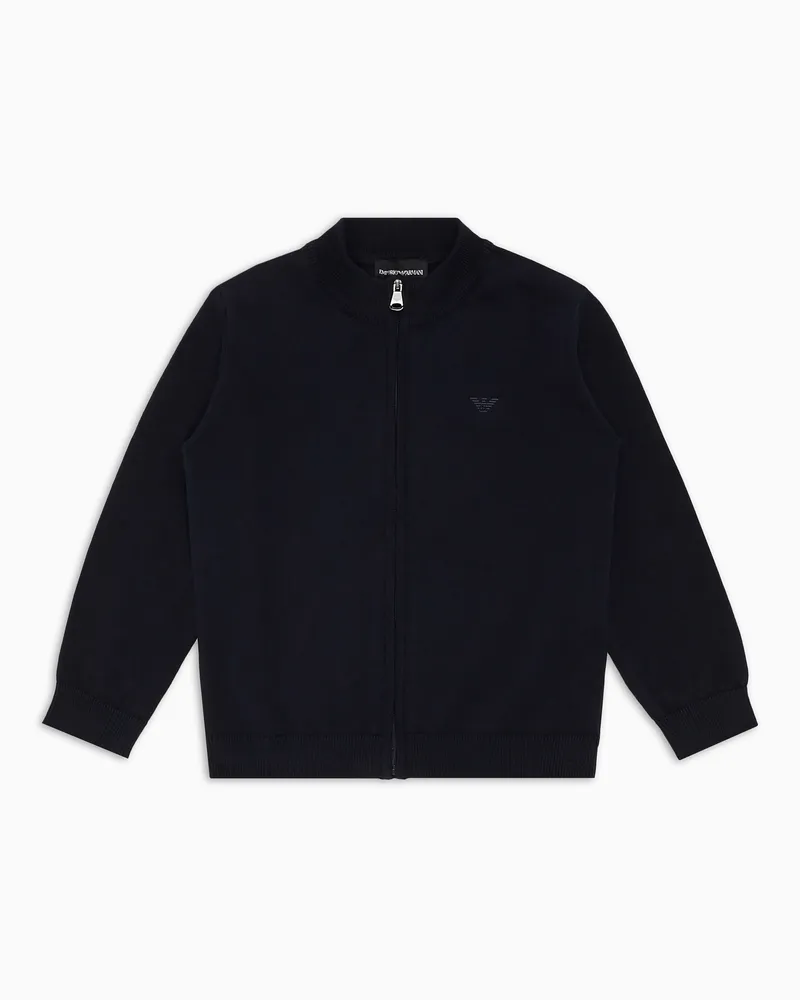 Emporio Armani Cardigan mit durchgehendem Reißverschluss in Rispenstichverarbeitung Blau