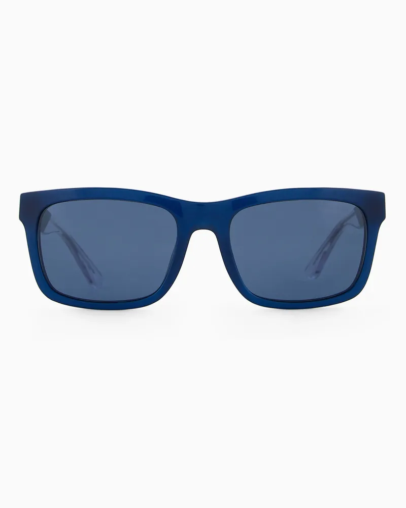 Emporio Armani Sonnenbrille mit rechteckiger Fassung für Herren Blau