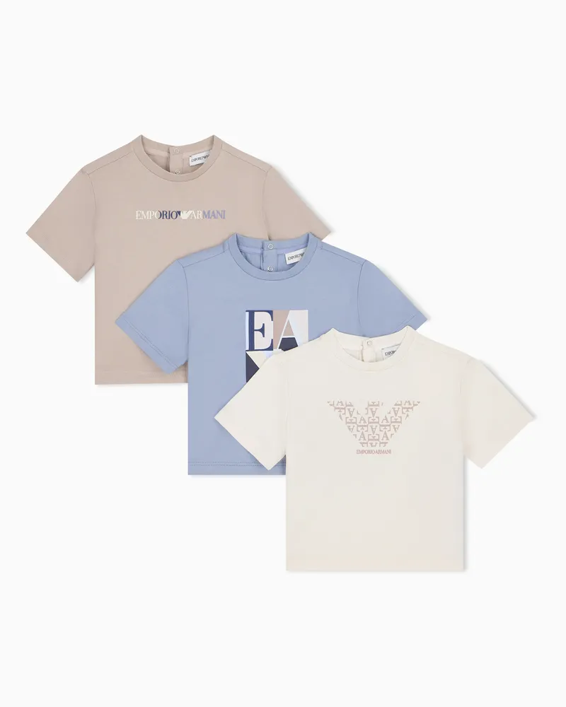 Emporio Armani Regular Fit T-Shirt-Set aus Baumwolljersey mit Rundhals Mehrfarbig