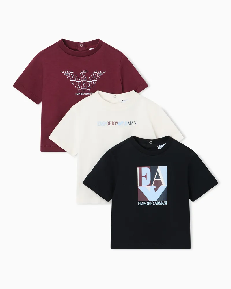 Emporio Armani Regular Fit T-Shirt-Set aus Baumwolljersey mit Rundhals Mehrfarbig